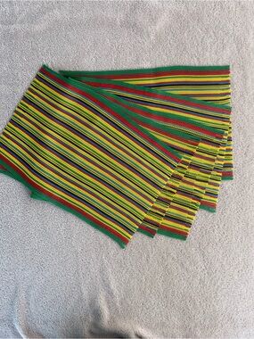 Colorful Multistripe Handmade Placemats - Green, Yellow, Red, Blue
